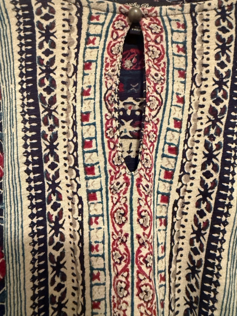Lucky Brand Navy and Red Floral Tunic Top Size L - Picture 3 of 5